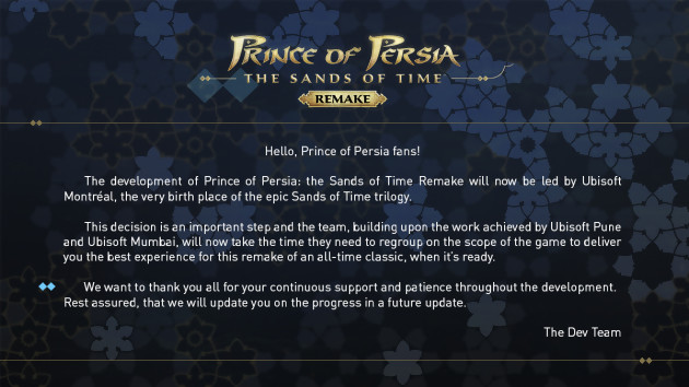 Prince of Persia Las arenas del tiempo: cambio de estudio para el remake, explica Ubisoft